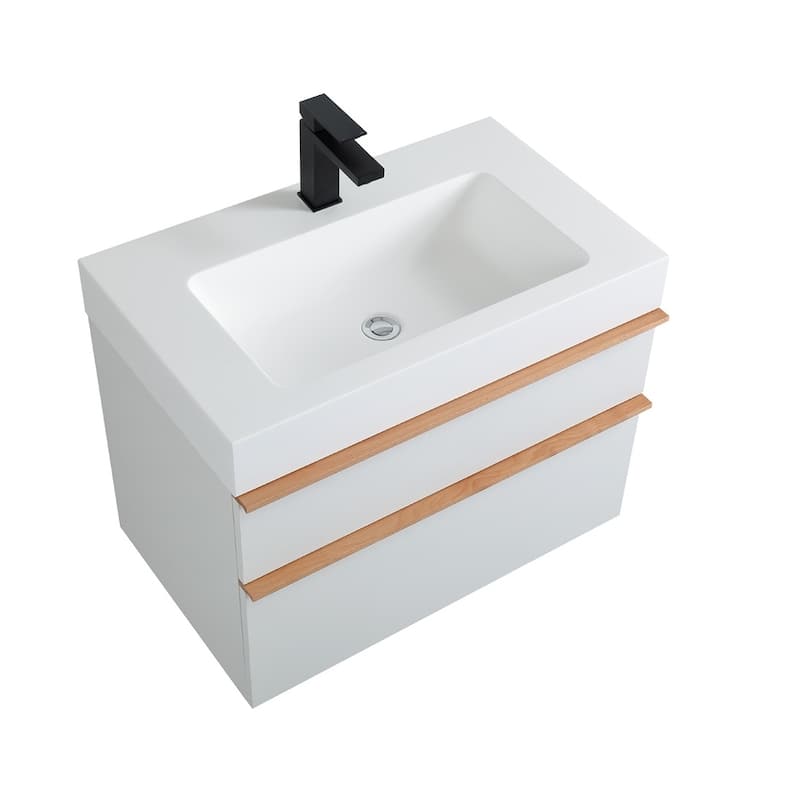 Wall Mounted Bathroom Vanity with Integrated Acrylic Sink
