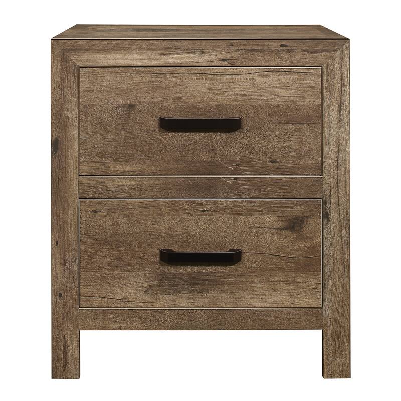 Transitional Solid Wood Nightstand, Bedside Storage Cabinet with Nickel Drawer Handles, Entry Side Table with Wooden Top - Natural