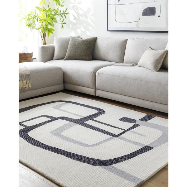 slide 2 of 7, Livabliss Rossi Modern Abstract Area Rug Grey/Black - 2' x 3'