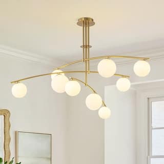 Mid-century 9-Light Tiered Branch Frosted Glass Semi-flush Mount - 51.2 in