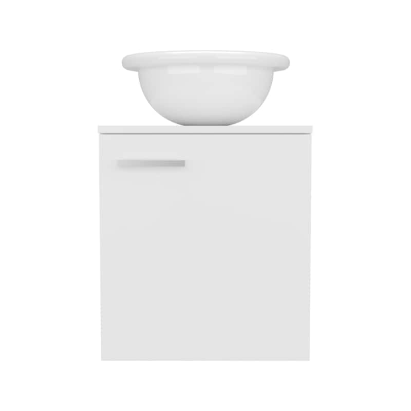 Floating,Wide One-Door Cabinet Vanity,With Wessel Sink And One Shelf, Bathroom Storage,White