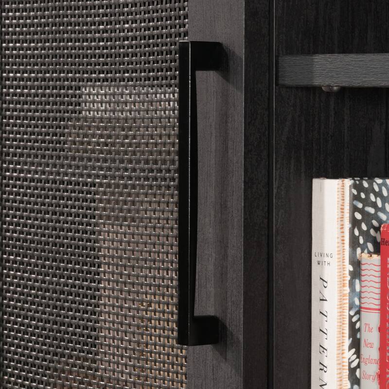 Engineered Wood Coastal Hutch with Storage, Black - 65.98"W x 11.5"D x 42.21"H