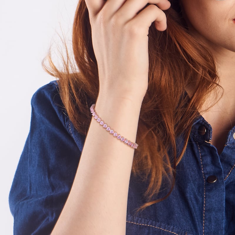 Miadora 13.5ct TGW Created Pink Sapphire Bracelet in Rose Sterling Silver