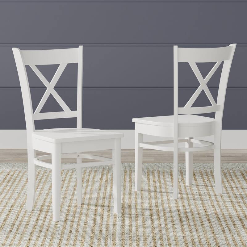3-Piece Dining Set, 48" Rectangle Wood Table and Cross Back Chairs