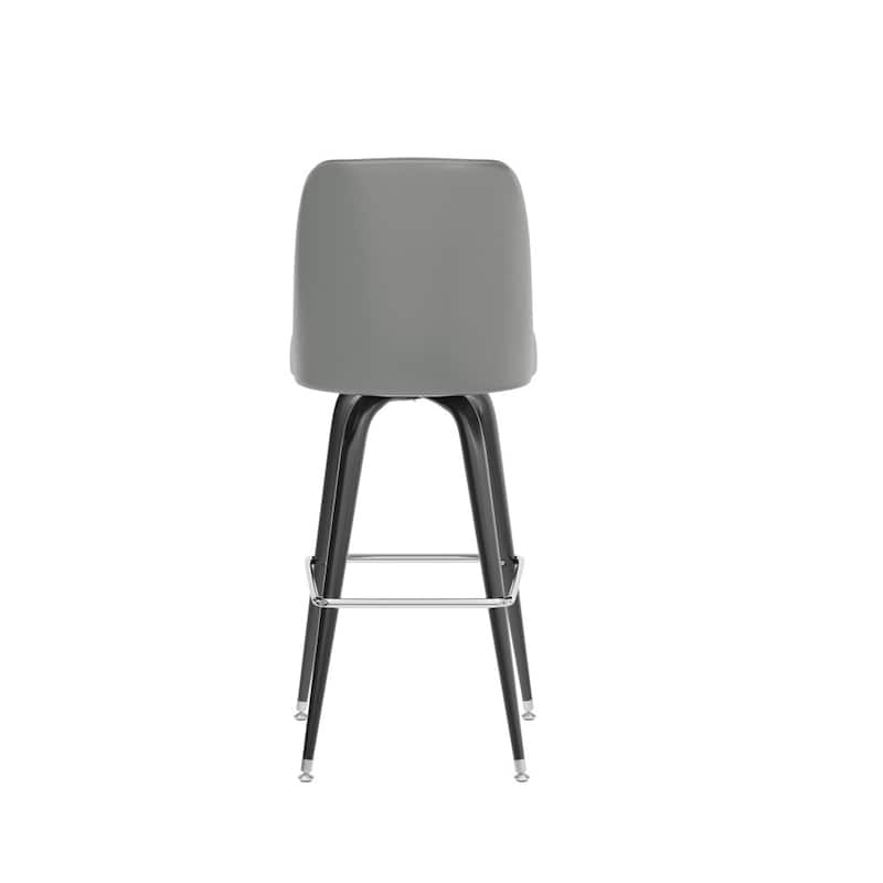 2 Pack Metal Barstool with Swivel Vinyl Upholstered Bucket Seat and Footrest - 18.5"D x 18.5"W x 42.5"H