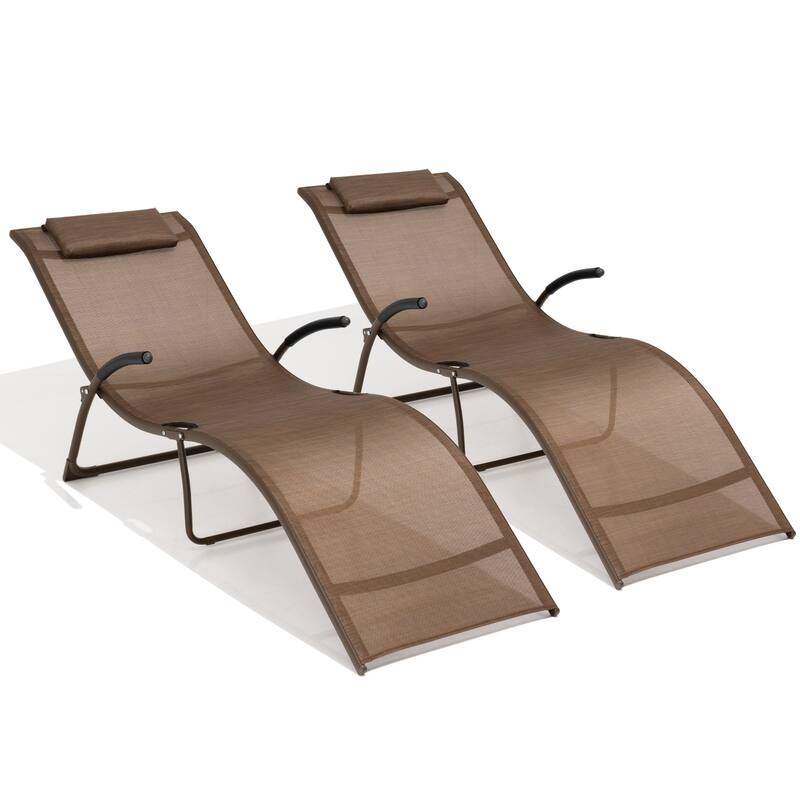 Crestlive Products Outdoor Aluminum Chaise Lounge Chair with Adjustable Backrest