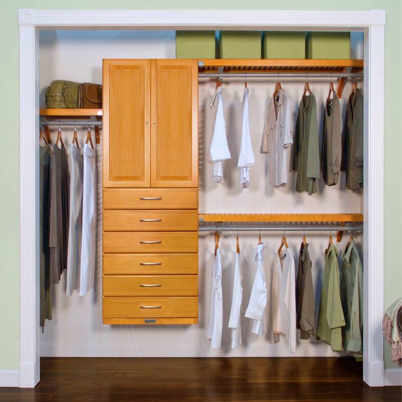 John Louis Home Solid Wood Reach-In Closet System with 6-Drawers and Raised Panel Doors Honey Maple - Honey Maple