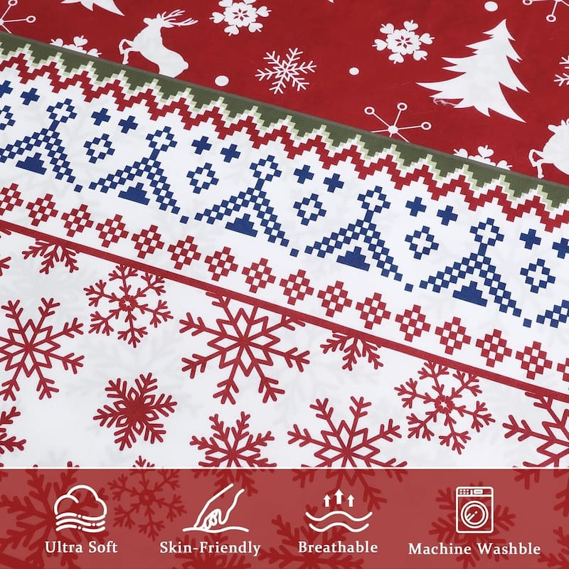 Boho Holiday Christmas Duvet Cover and Pillow Shams Set, Bedding Set