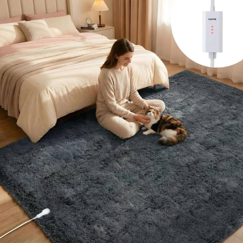 4x6 ft Wired Electric Heated Rug, Floor Mat for Living Room Bedroom - Grey