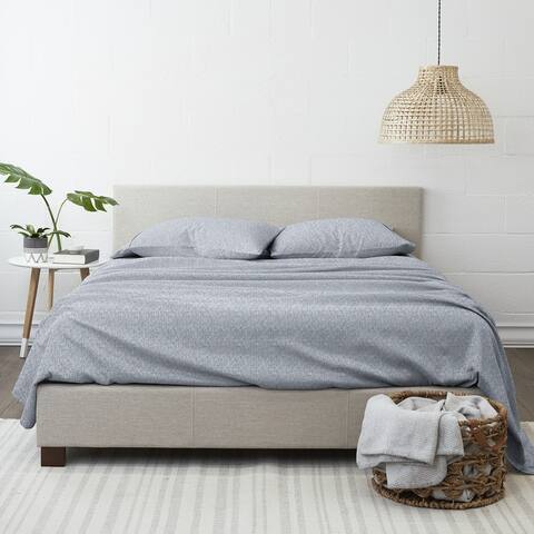 Becky Cameron Chambray Style Pattern 4 Piece Deep Pocket Bed Sheets Set