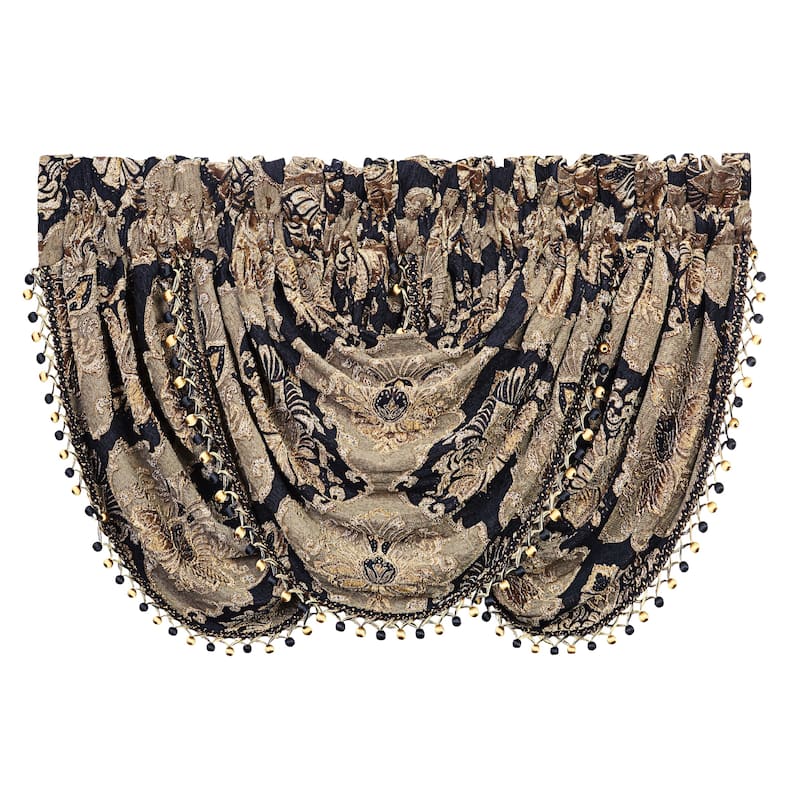 J. Queen New York Bradshaw Black Window Waterfall Valance - Black