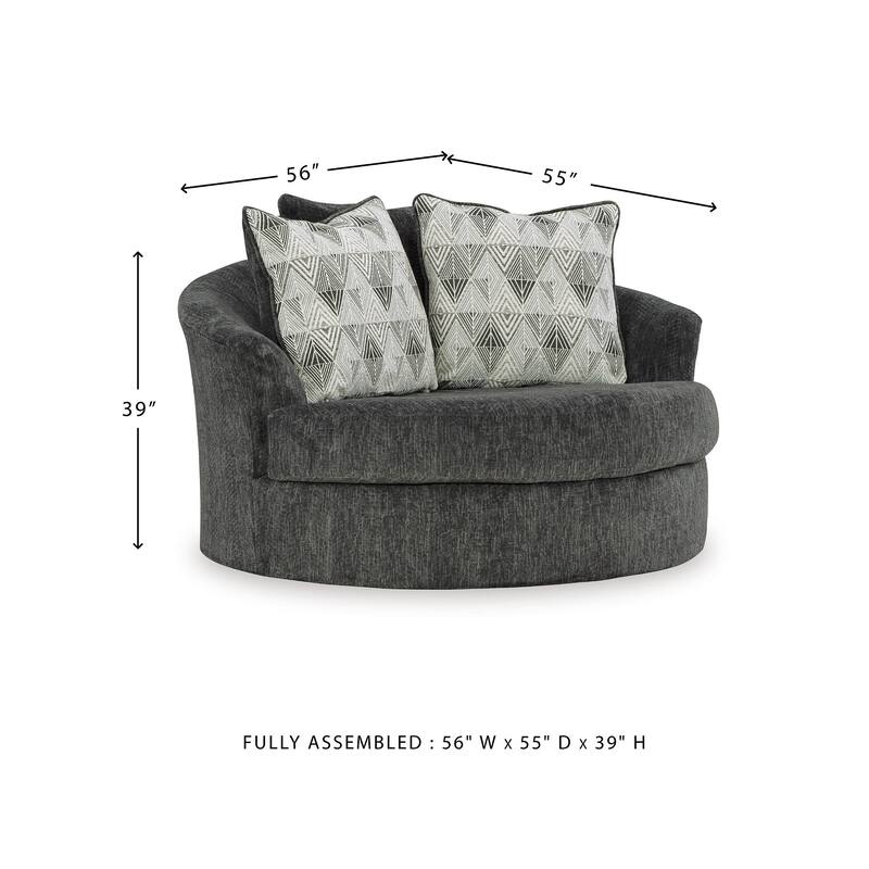Signature Design by Ashley Biddeford Gray Oversized Swivel Accent Chair - 56"W x 55"D x 39"H