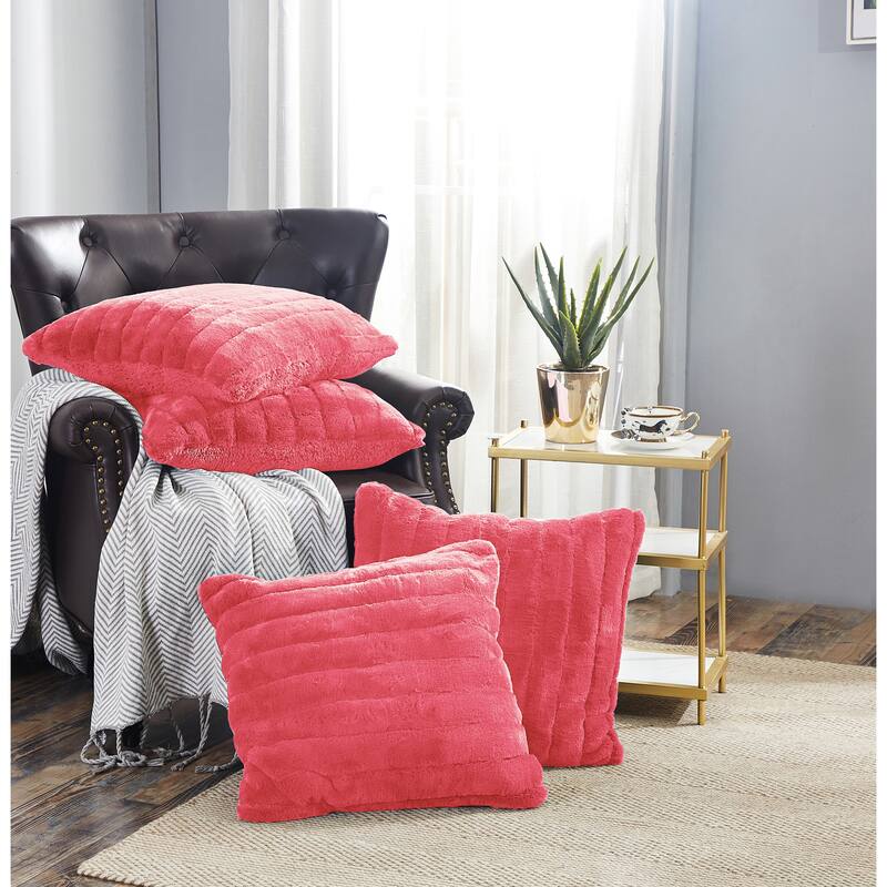 Supermink Soft Solid Throw Pillow Covers Set of 4, NO INSERT - Sugar Coral