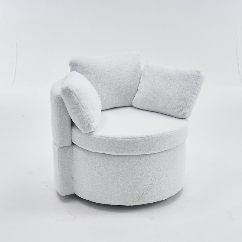 Modern Swivel Storage Chair With Back Cushion For Living Room