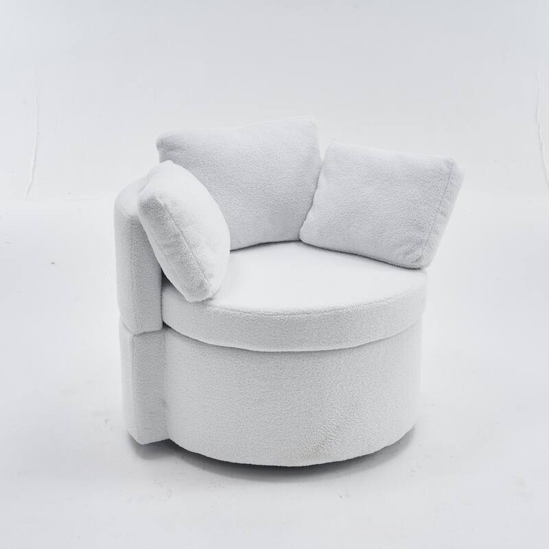 Teddy Fabric Swivel Storage Chair With Back Cushion