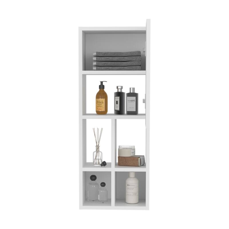 Wall Mounted Bathroom Cabinet with 6 Open Shelves Modern Storage Unit