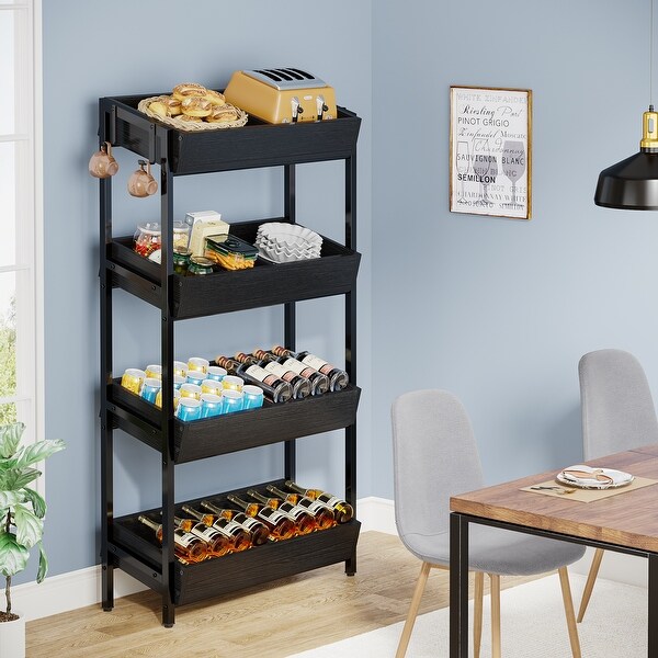 4-Tier Fruit Vegetable Storage Retail Displays Rack Stand for