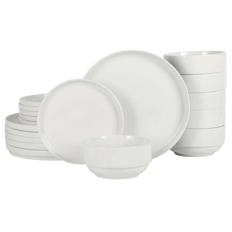 Gibson Home Rothenberg Stackable 18-Piece Porcelain Dinnerware Set - White