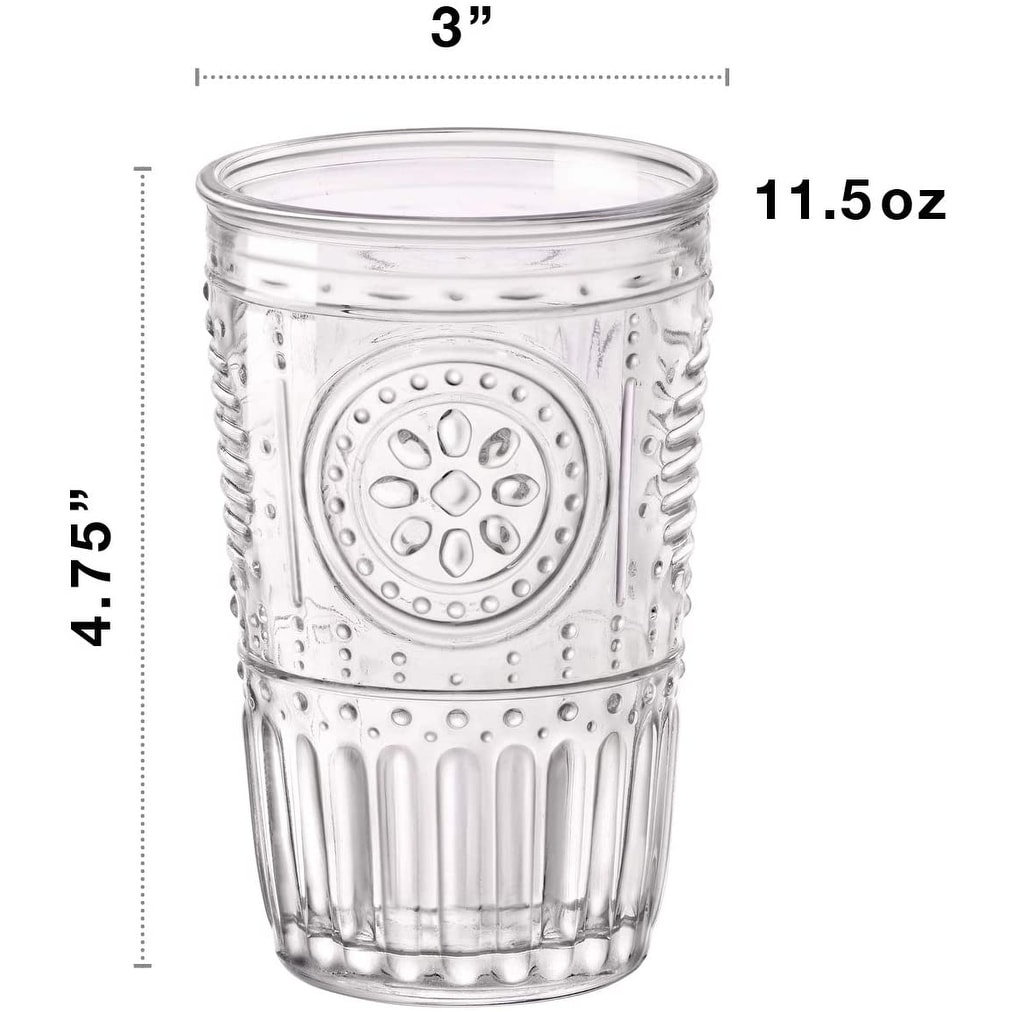 Bormioli Rocco Romantic Cooler 16 Ounce Drinking Glass, 6-Piece, Clear