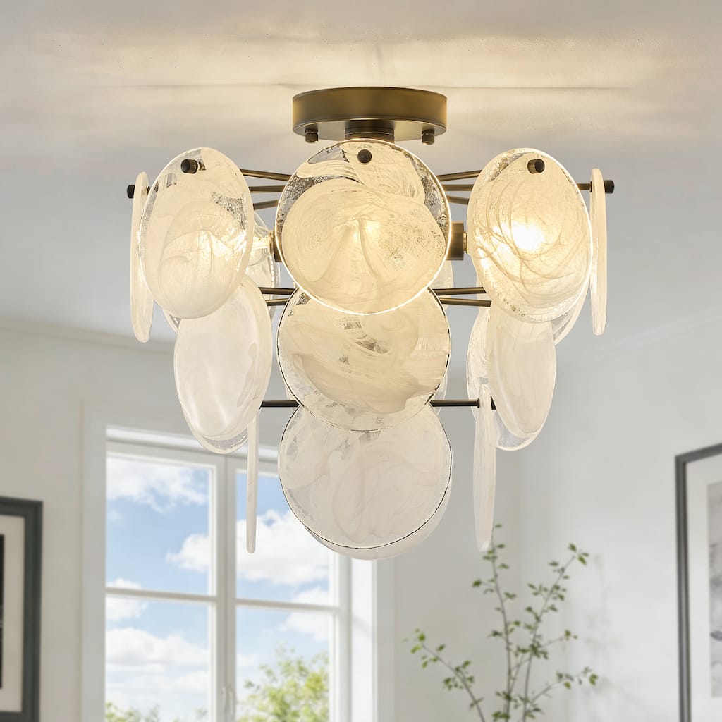 Starsky 4-Light Tiered Handcrafted Textured Glass Flush Mount