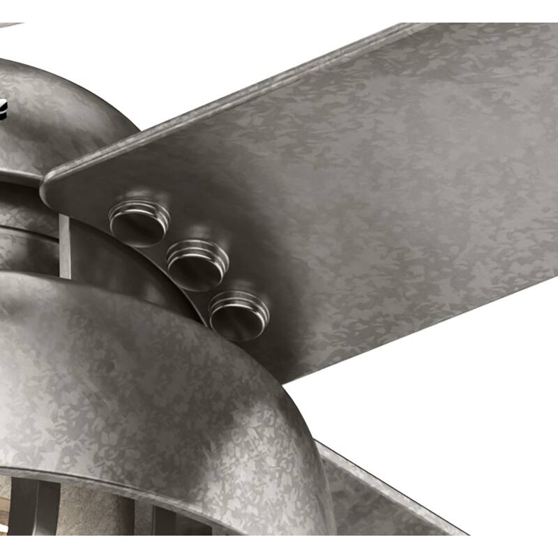 Hunter 52" Spring Mill Outdoor Ceiling Fan w/ LED Light and Pull Chain, Damp-Rated - Industrial, Transitional, Caged