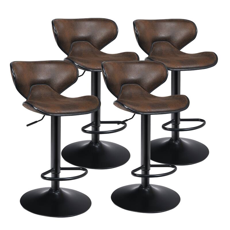 Costway Set of 4 Adjustable Bar Stools Swivel Bar Chairs Pub Kitchen
