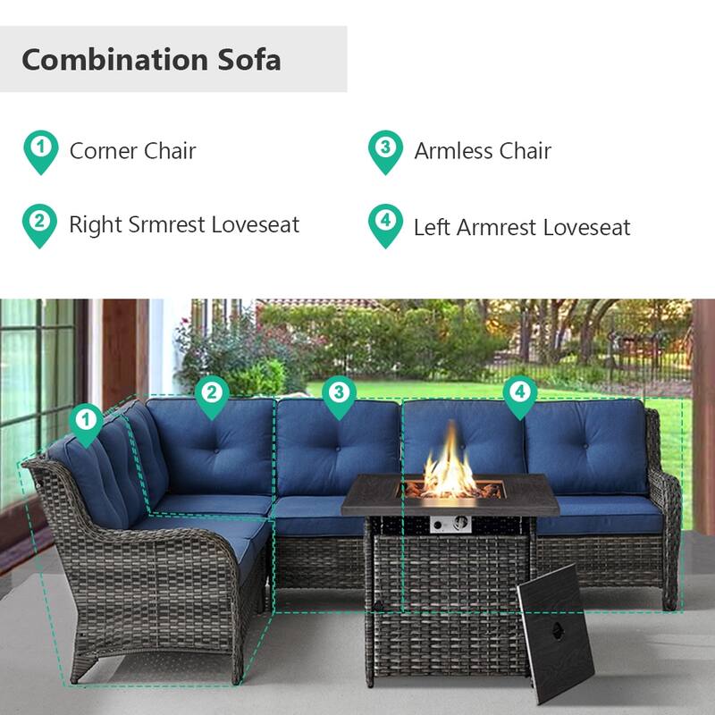 Gymojoy Wicker Outdoor Patio Furniture Sets with Fire Pit Table