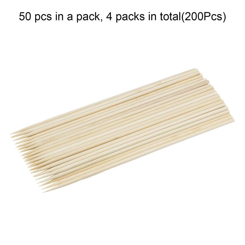 200pcs Bamboo Skewers Sticks 10 Inch 4mm Dia Natural Wooden Cocktail Picks - 10"