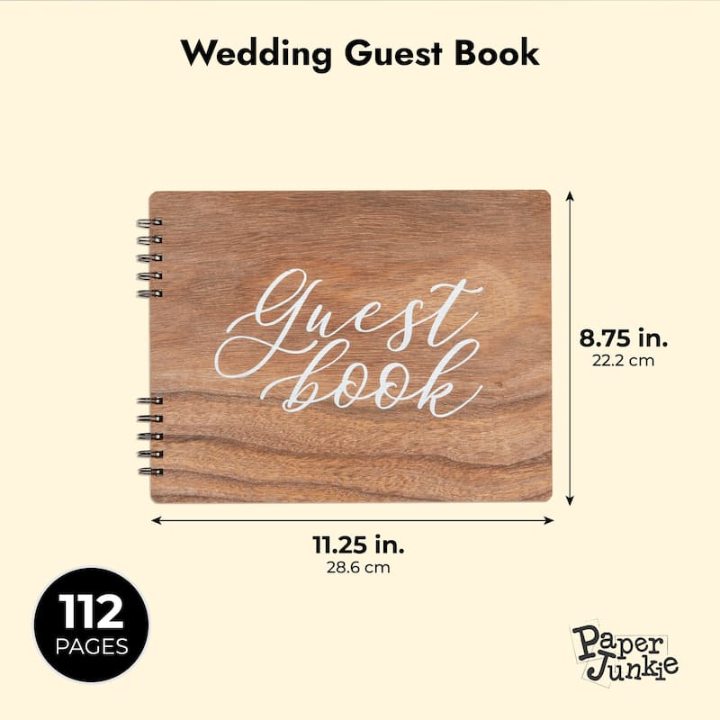 Paper Junkie Personalized Rustic Style Wedding Guest Book for Reception, Rehearsal Dinner (112 pages, 11.25 x 8.75 In)