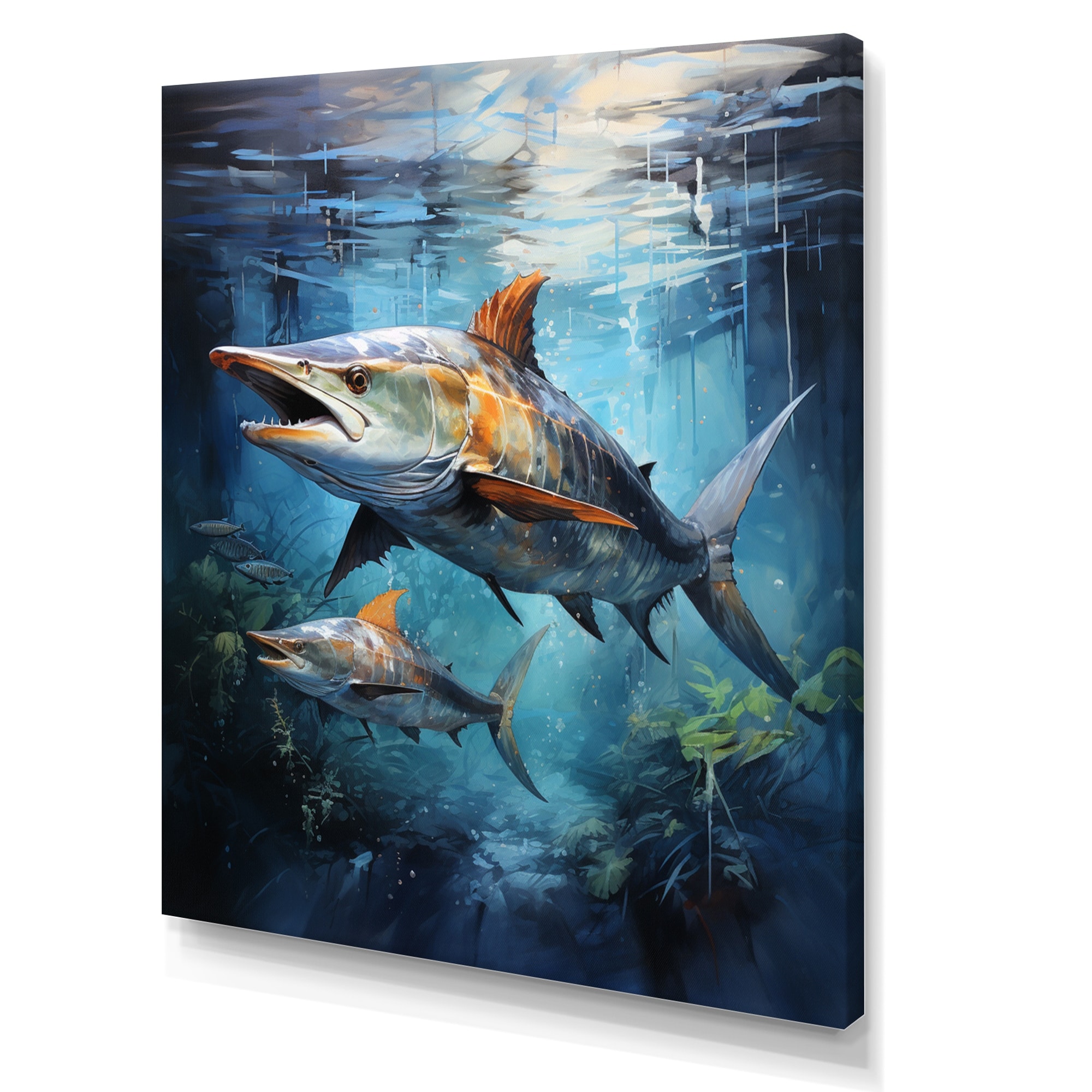 Designart Fishing Majestic Marlins Jumping I Hunting & Fishing Canvas  Wall Art - Bed Bath & Beyond - 38975435