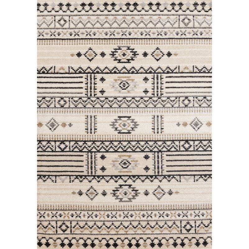 HomeRoots Tribal Modern Rectangle Area Rug - 5' X 8'