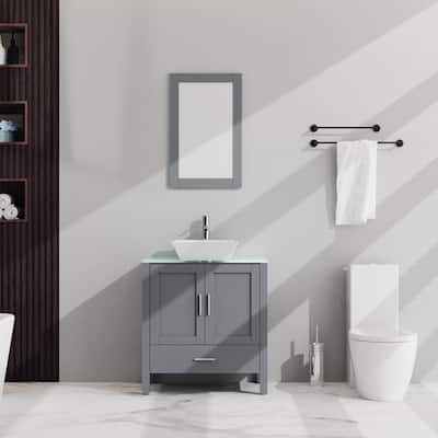 30 inches Freestanding Bathroom Vanity Set with Vessel Ceramic Sink