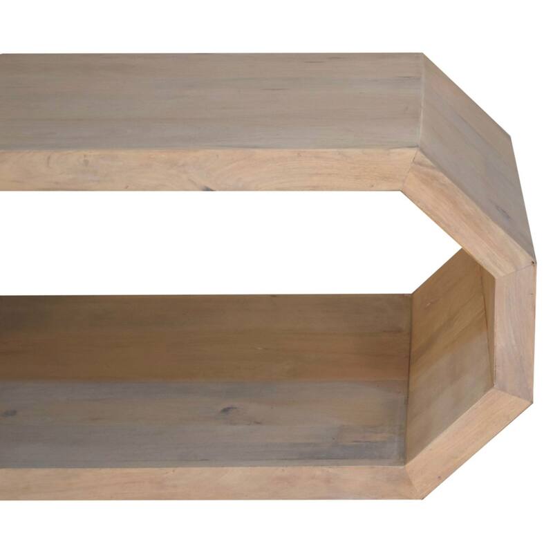 Artisan Furniture Solid Wood Hexagonal Marble Coffee Table