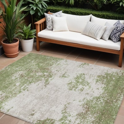 HomeRoots Abstract Transitional Rectangle Outdoor Rug