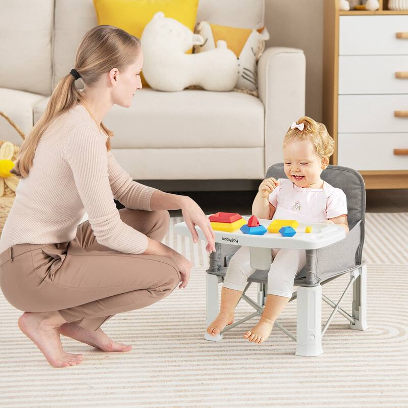 Babyjoy Baby Travel Booster Seat with Double Tray Portable Folding - See Details