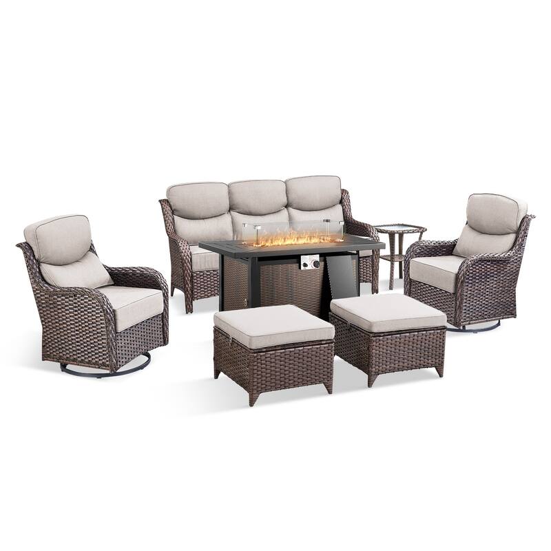 Pocassy Patio Furniture Set with 43 inch Fire Pit Table