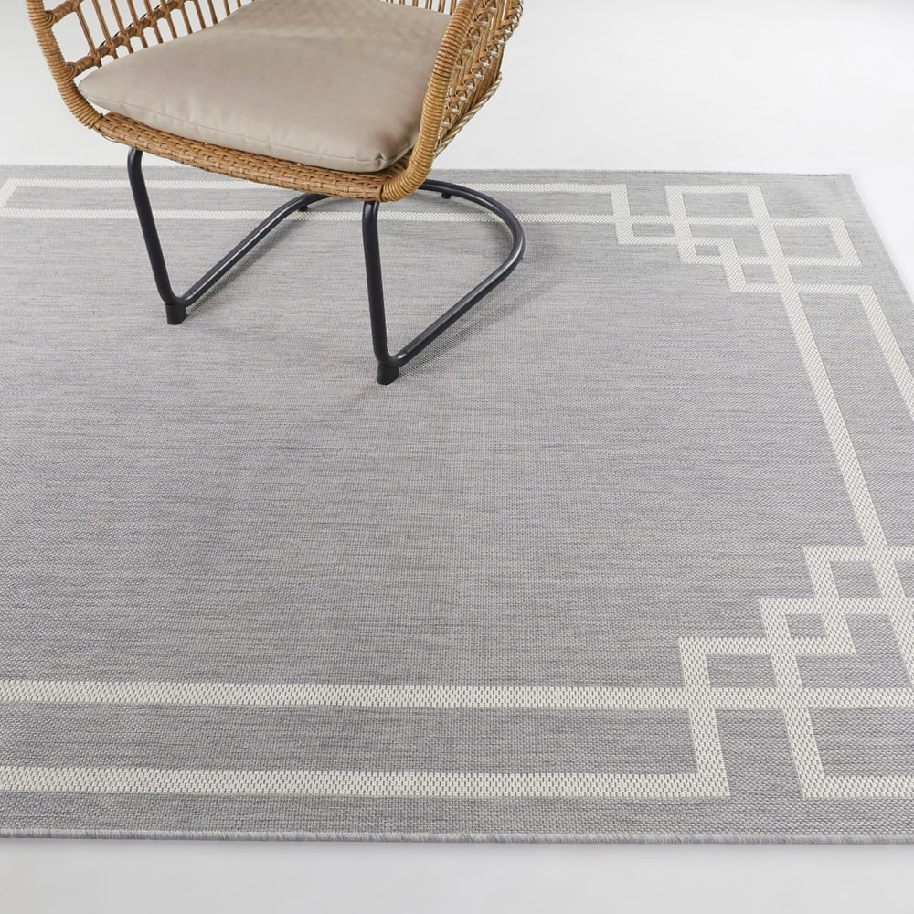 Lyra Art Deco Border Indoor/Outdoor Area Rug