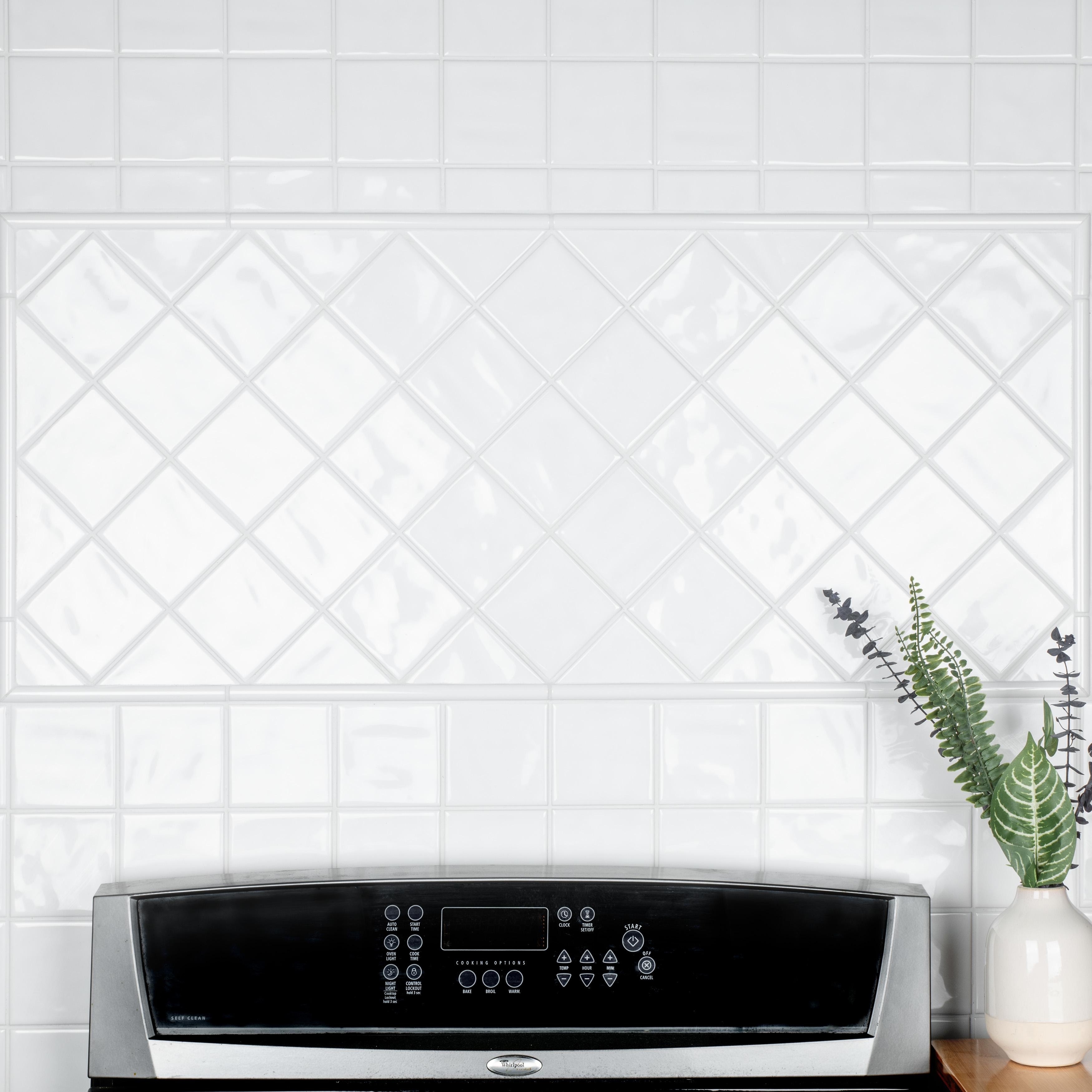 Merola Tile Twist Square White Ice 11-3/4" x 11-3/4" Ceramic Mosaic Wall Tile