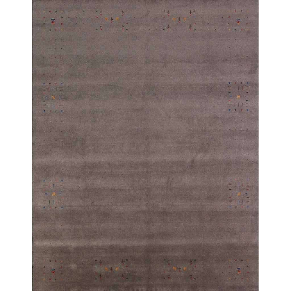 Tribal Gabbeh Area Rug Hand-Knotted Oriental Wool Carpet - 8'1" x 9'11"