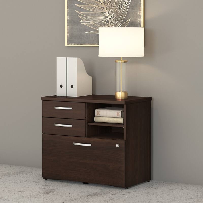 Studio C Storage Cabinet with Drawers by Bush Business Furniture - Black Walnut