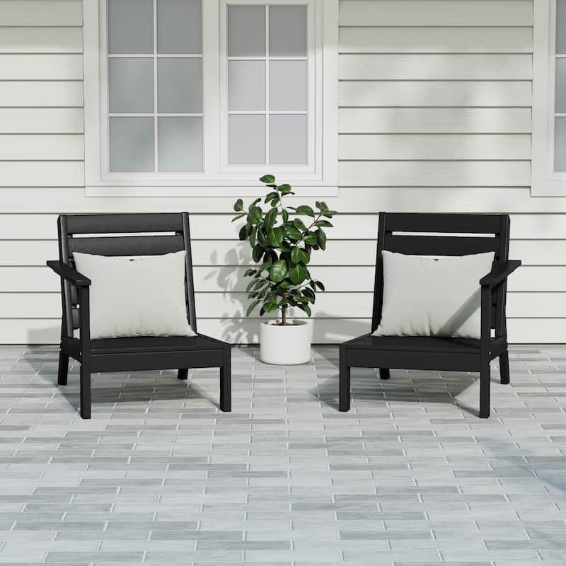 Polytrends Birchwood All Weather HDPE Outdoor Patio Deep Seating Sectional Loveseat - Black