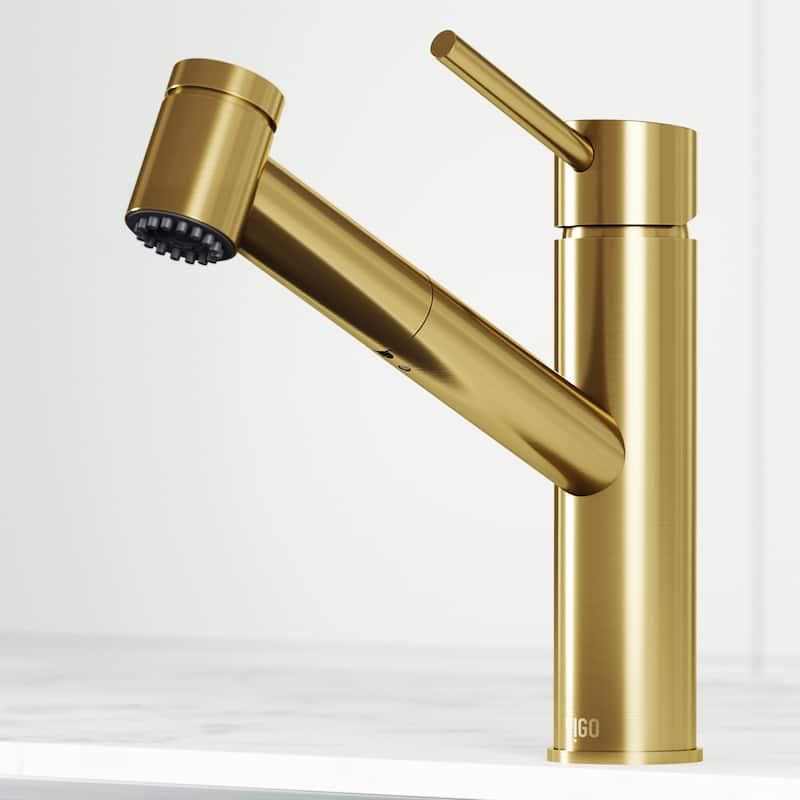 VIGO Branson 9" H Single Handle Pull-Out Sprayer Kitchen Faucet