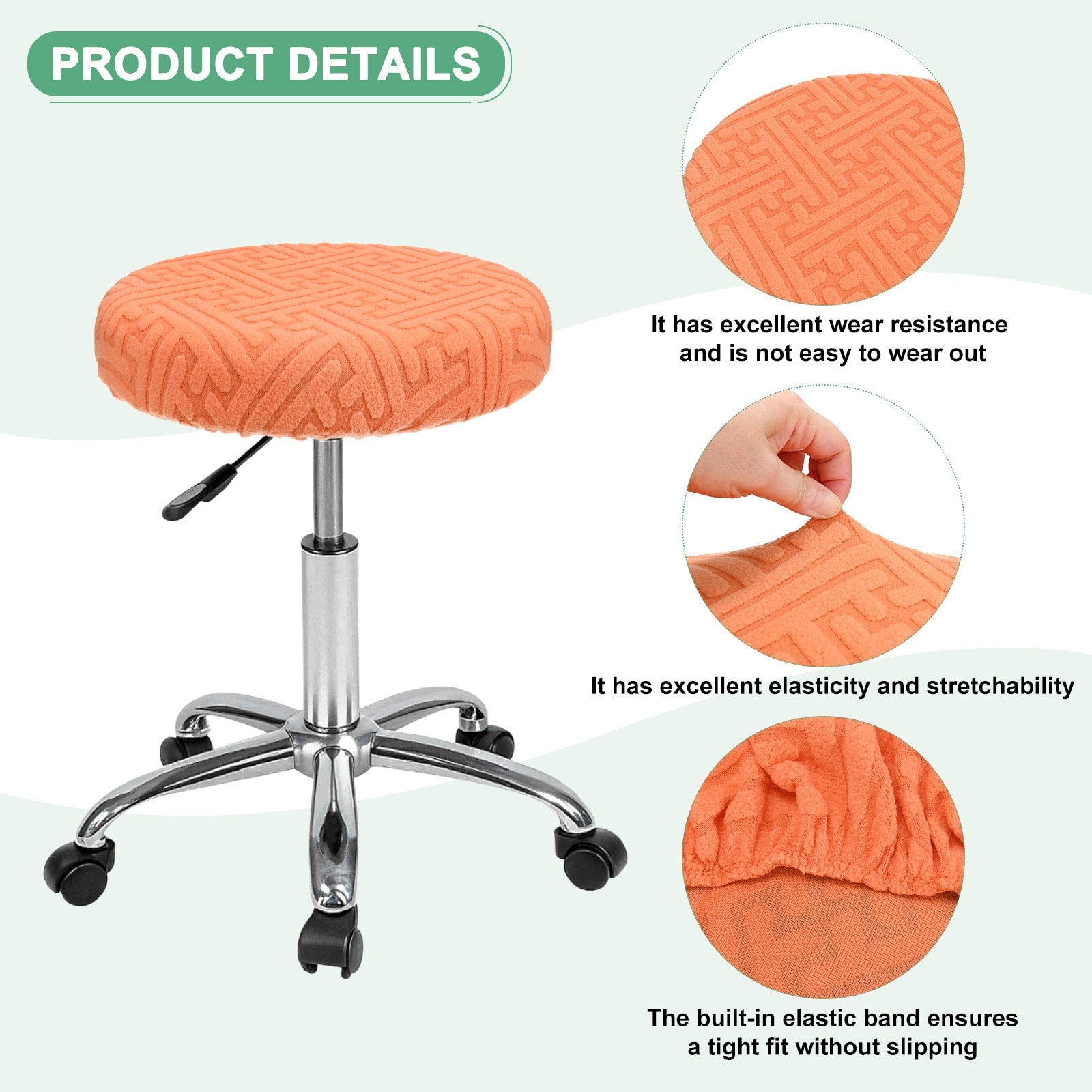 Bar Stool Covers Round, for 12-14 Inch Polyester Strip Pattern Seat Covers with Elastic Bands for Bar Stool/Cushion