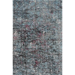 8' x 10' Blue Chaotic Strokes Area Rug - 3'6