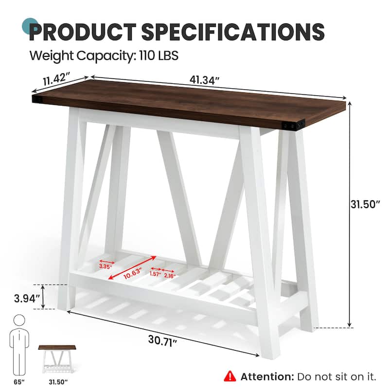 Console Table with Storage Shelf Entry Table for Living Room Hallway - 41.34 in L * 11.42 in W * 31.5 in H