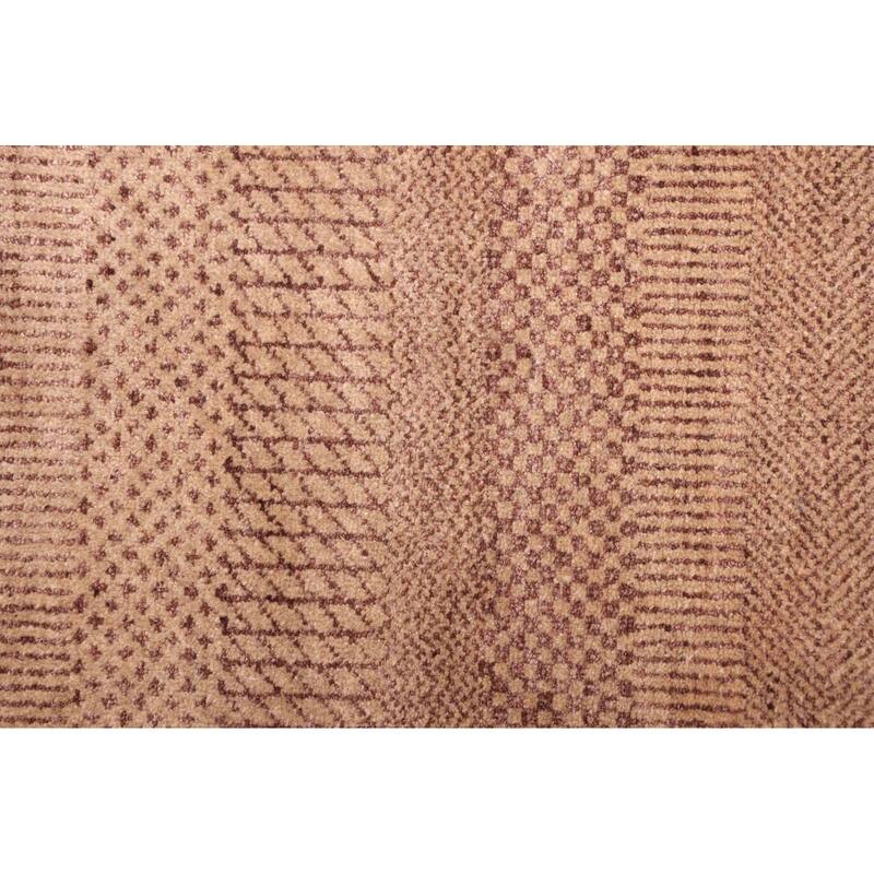 ECARPETGALLERY Hand-knotted Finest Silk Shadow Tan Viscose, Wool Rug - 6'0 x 9'0