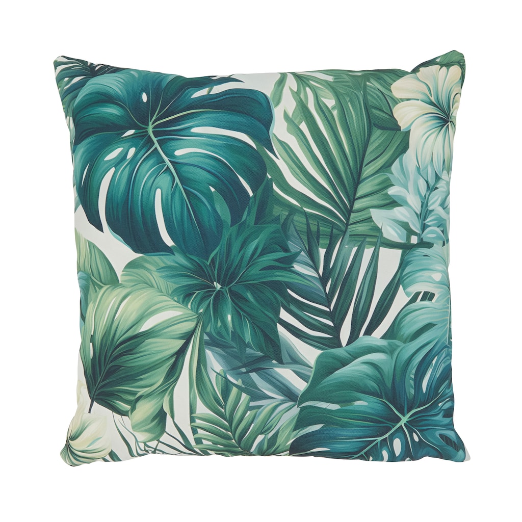 Tropical Bliss Palm Leaves Outdoor Poly Filled Throw Pillow