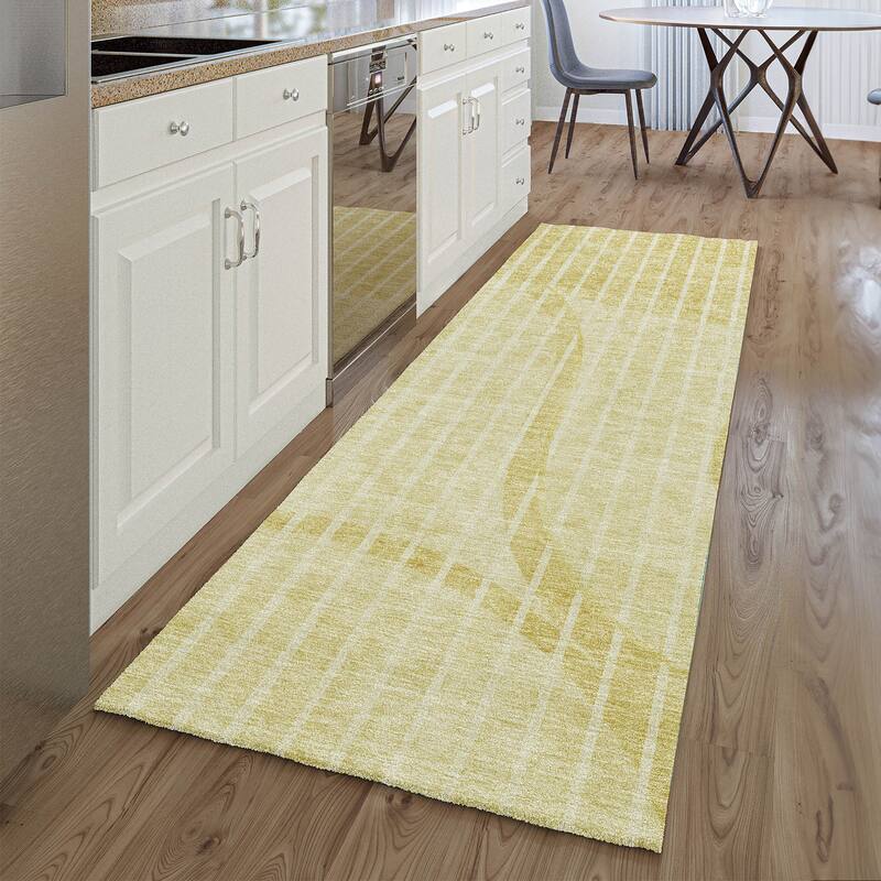 Premium Washable Super Soft Contemporary Deco Mayfield Rug - Gold - 2' 3" x 7' 6"