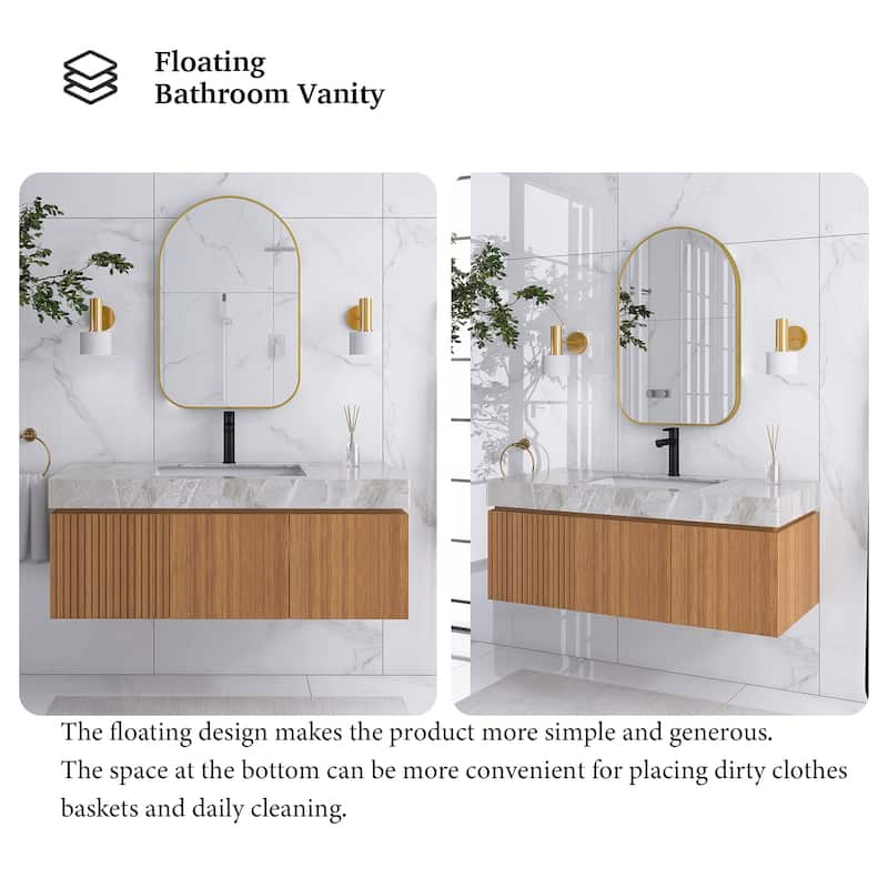 48" Wall-Mounted Bathroom Vanity with Ceramic Sink - 47.64'' x 18.9'' x 17.72''