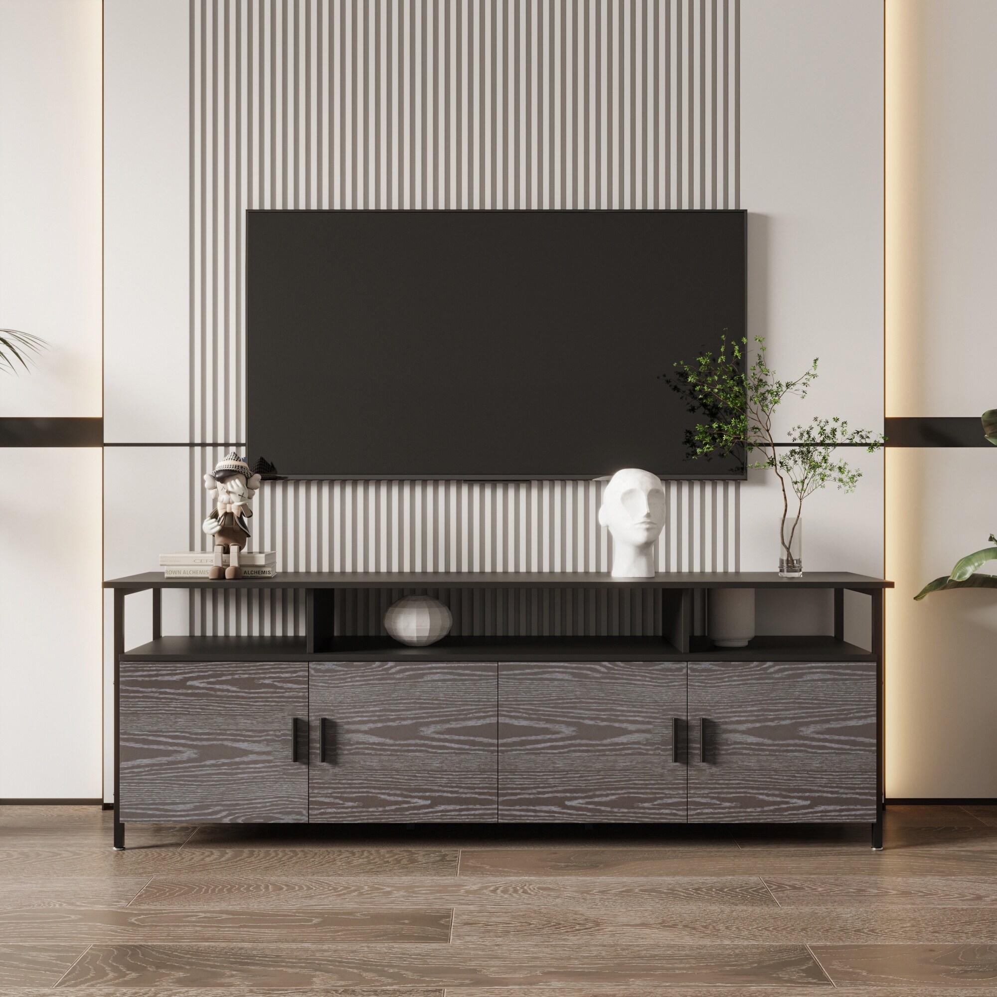 Wood grain tv deals stand